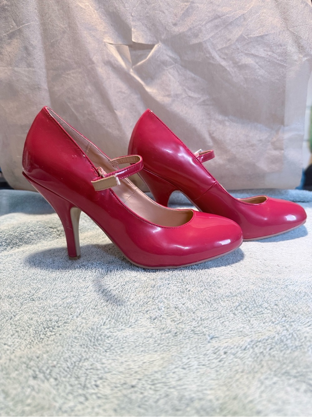 Journee Collection Patent Mary Jane Heels in Red